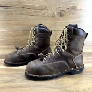 Danner Brown Leather Work Boots with Tan Laces